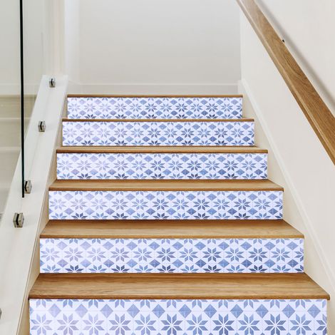 Lot de 6 autocollants décoratifs amovibles pour escaliers en carrelage céramique, pour la maison, le bureau ou l'hôtel. (1/5)