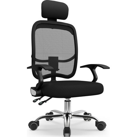 Chaise de Bureau Inclinable, Réglable en Hauteur, Fauteuil de Bureau avec Accoudoir Pliable, Soutien Lombaire Ajustable Charge-noir (1/5)