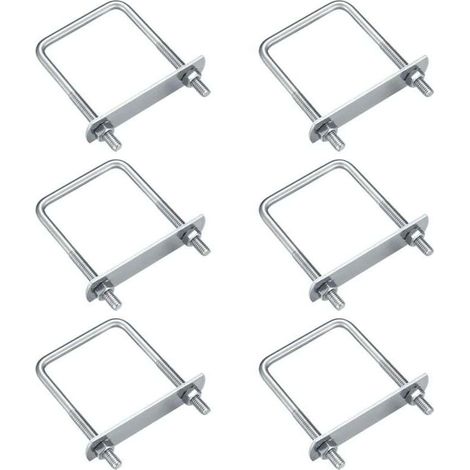 Boulons en U M6 – Acier inoxydable 80x50mm – Lot de 6 pièces – Résistants à la corrosion pour fixation tuyaux et tôles