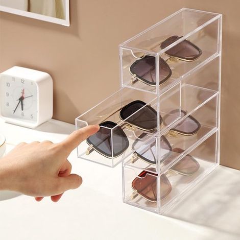 pezzi - scatola portaoggetti per occhiali da sole - organizer per occhiali in acrilico a 4 strati - cassetto portaoggetti per materiali per il fai da te e cosmetici (1/4)