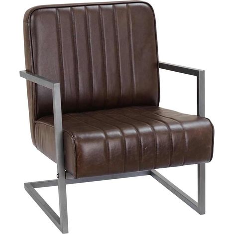 Fauteuil Relax Fauteuil Salon - cantilever Marron Cuir véritable BV253574 - BonneVie (1/5)