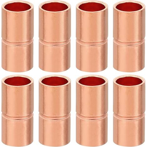 8pcs Manchons à Souder en Cuivre, 6.35mm Raccords de Couplage Tuyau, Raccord de Tuyauterie Droit pour Raccordements Plomberie HVAC Climatisation Chauffage Réseaux, Épaisseur 0.8mm (1/5)