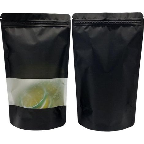 100 Pcs Sachets Alimentaires avec Fenêtre Transparente, Sachet Aluminium Zip Refermable Stand up, Sac Pochette Mylar Anti-Odeur pour Conservation Alimentaire (Noir,12x20+8cm) (1/4)