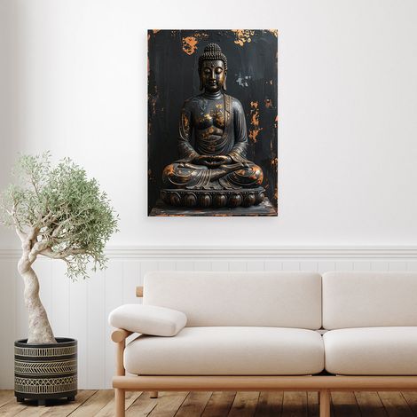 Wandbild Buddha Zen Spa auf schwarzem Hintergrund 40x60 (1/4)