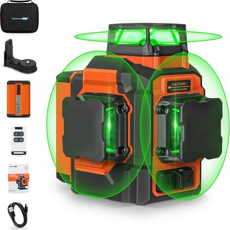 TakamineTech TT12LS Laser à lignes croisées vertes 3x360 5200 mAh Chargement USB C (1/5)