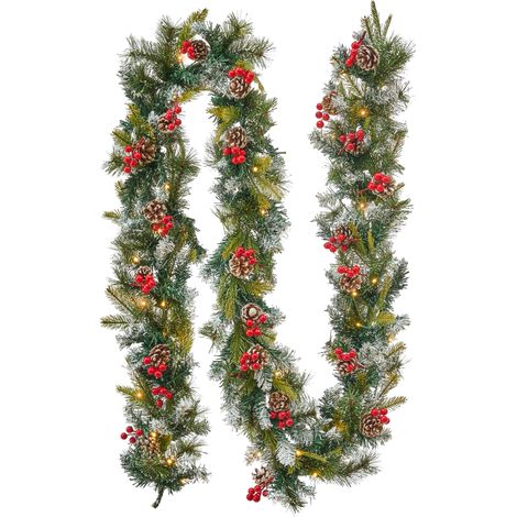 Guirnalda de Navidad verde material sintético LED 270 cm Ramitas decoración artificial ramitas ajustables Paimio (1/5)