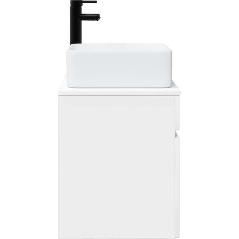 Meuble Lavabo Suspendu pour Salle de Bain avec Vasque Intégrée, 49 x 41 x 63 cm, Design Moderne et Compact, Blanc Brillant, Rangement Pratique (1/5)