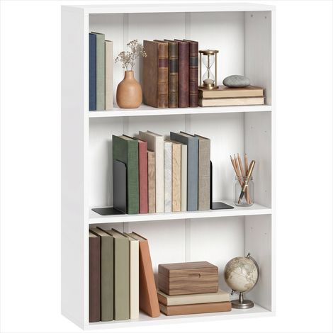 Bibliothèque 3 niveaux blanc en panneau de particules (1/5)