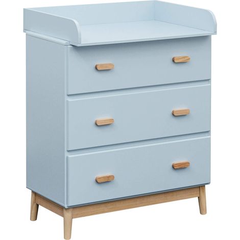 Fasciatoio Rebecca Mobili Deble 100x80x42 MDF Legno Celeste Marrone Scandinavo