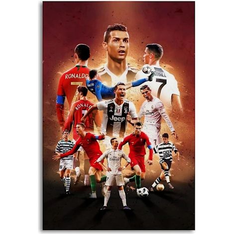 Affiche sur toile Cristiano Ronaldo, star du football portugais, représentant un paysage sportif, idéale pour décorer une chambre, un bureau ou toute autre pièce. Format 50 x 70 cm. Un cadeau parfait (1/5)