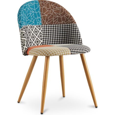 Gepolsterter Esszimmerstuhl mit Patchwork - Skandinavischer Stil - Patty Multicolor