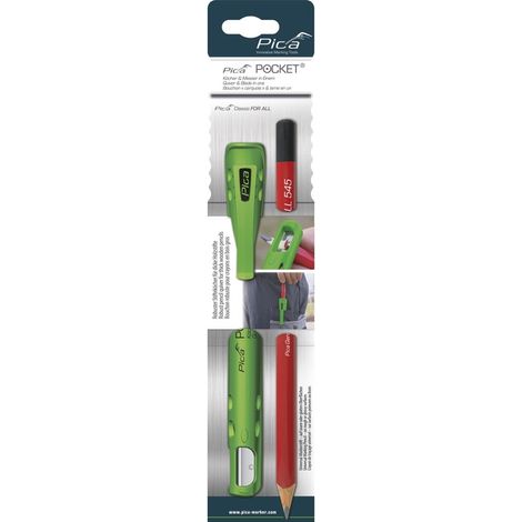 Crayon universel graphite avec porte-crayon – Affûtage rapide avec lame en acier au carbone – Compatible avec tous les crayons en bois – Pica