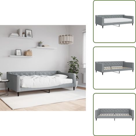 The Living Store Tagesbett mit Matratze Hellgrau 100x200 cm Stoff - Tagesbett - Schlafsofa - Gästebett - Sofa Bett Kombination - Doppelbett (1/5)