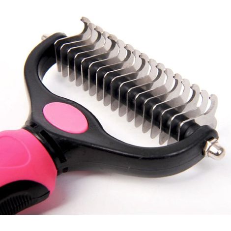 Pettine per sottopelo - Rosa - Doppia faccia - Anti-perdita di pelo - Anti-materia - Per cani e gatti