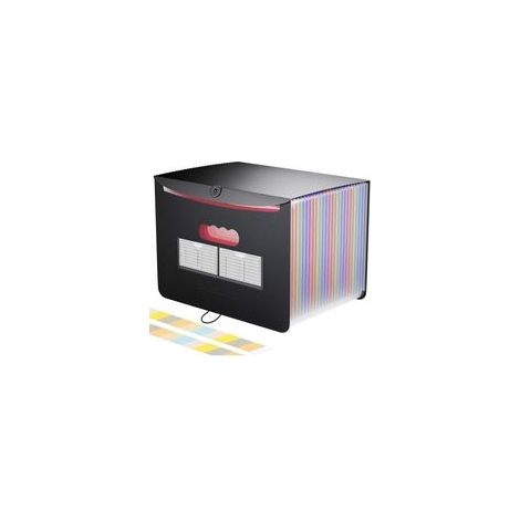Trieur Accordeon A4 24 Compartiments avec Couvercle,Rangement Papier Administratif, Range Document Trieur Pochette à Soufflet, Valisette Organisateur (1/4)