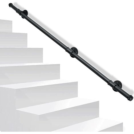 Wolketon Handlauf Geländer Wandhandlauf Handlaufset Edelstahl Wasserrohr Haltegriff Wandhalter Schutzbügel Treppe Innen und Außen 150cm
