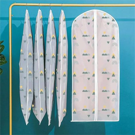 Housse de protection pour vêtements lot de 2 en plastique transparent 60 x 140 cm pliable réutilisable anti poussière pour rangement sur cintre (1/5)