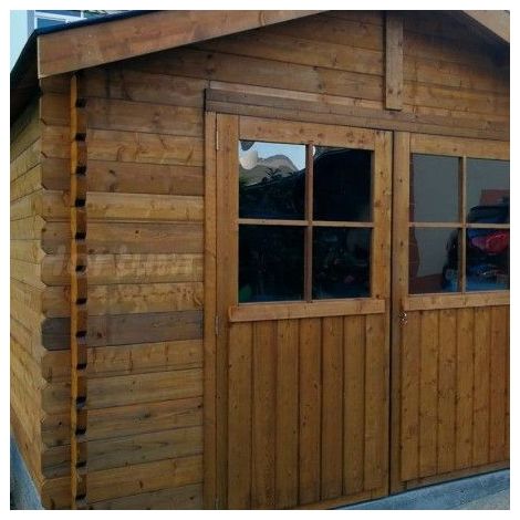 Casetta in Legno Trattato 3x3 metri 34 mm Block House Porta Attrezzi da Giardino
