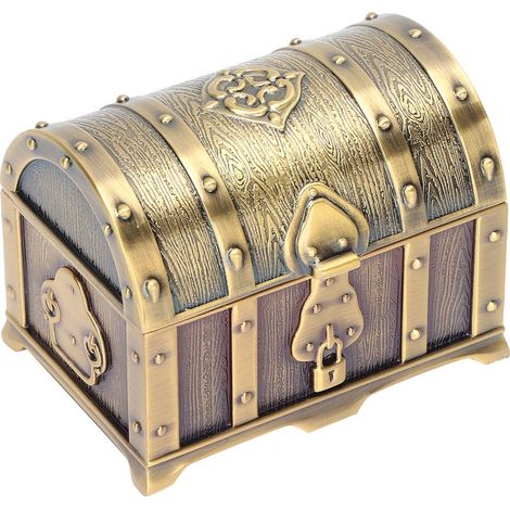 Vintage rechteckige Aufbewahrungsbox aus Metall für Damen und Mädchen, Schmuckkästchen für Ohrringe und Halsketten, kleine Größe (1/5)