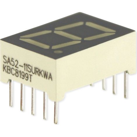 KINGBRIGHT 7 segments, SA52-11SURKWA, Rouge, 110 mcd, 630 nm, 17.5 x 12.4 x 7mm (1/5)