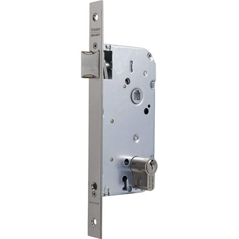 Serrure de porte en bois avec cylindre inoxydable entrée 50 mm/Front carré 137 (1/3)