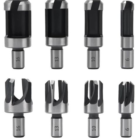 8 Pièces Fraise à Bouchonner Bois, Mèche à Bouchon Bois 6 mm/10 mm/13 mm/16 mm (1/5)