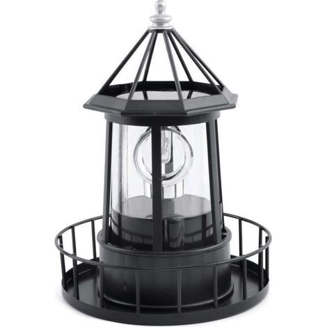 LED Lampe de Phare rotative Solaire, Lanterne de décoration extérieure de jardin (1/5)