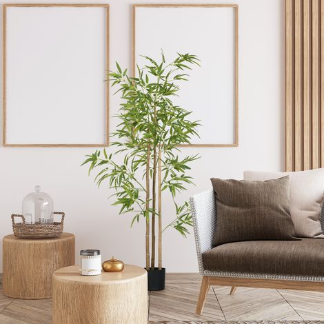 Albero di bambù artificiale, alto 180 cm, con vaso, per decorazione d'interni, molto realistico.