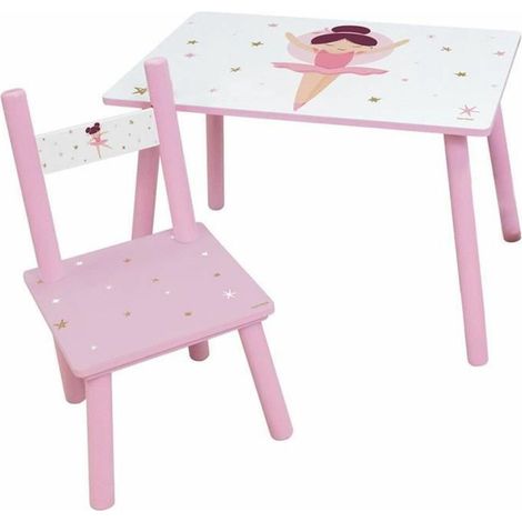 FUN HOUSE Danseuse Ballerine Table H 41,5 cm x l 61 cm x P 42 cm avec une chaise H 49,5 cm x l 31 cm x P 31,5 cm - Pour enfant