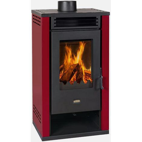 Stufa a legna Prity K2 GT da 8,1 kW colore rosso in acciaio (1/3)