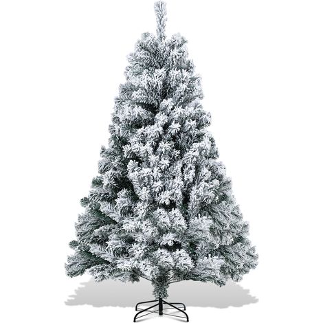SWANEW Aghi di abete per albero di Natale con supporto Floccatura esterna 150cm con polvere di neve (1/5)