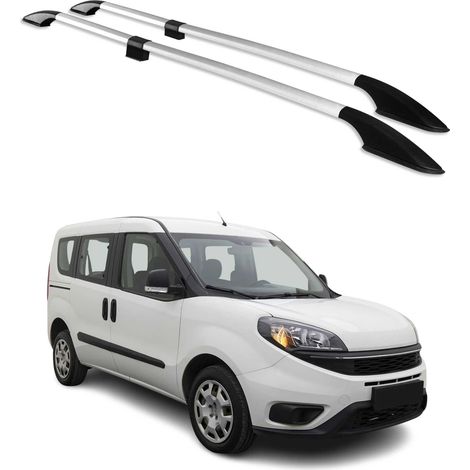 Barres de Toit longitudinales pour Fiat Doblo 2010-2021 L1 Aluminium Gris 2Pcs (1/5)
