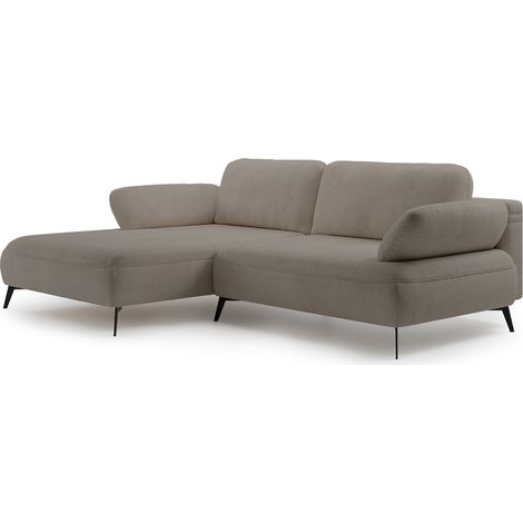Selsey Avolla – Ecksofa mit Schlaffunktion, Bettkasten und hydrophober Chenille, linksseitig, Dunkelbeige (1/5)