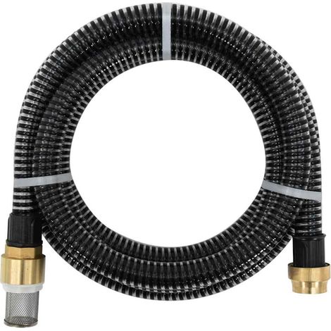Filiyano-Tuyau d'aspiration avec raccords en laiton noir 1,1" 5 m PVC (1/5)