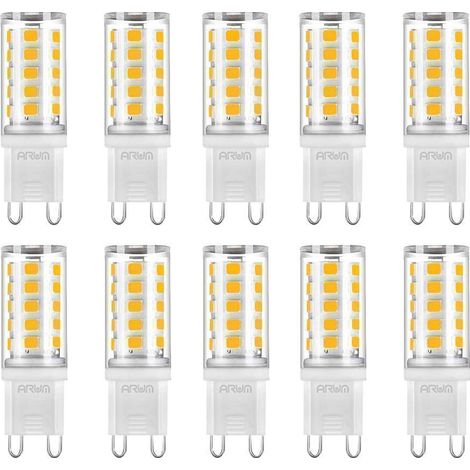 Lot de 10 ampoules LED G9 3W 400Lumens Blanc chaud