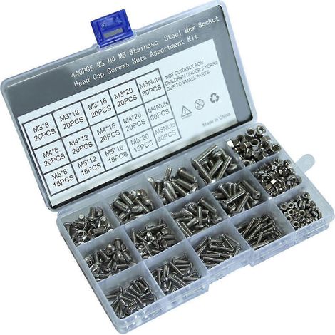 Ensemble de 440 vis à tête cylindrique creuse M5 en acier inoxydable (1/5)