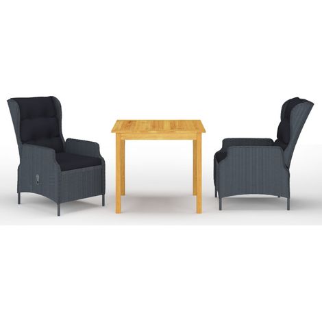 Juego de comedor para jardín 3 piezas gris oscuro vidaXL (1/5)