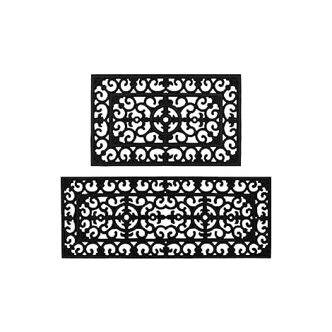 Lexi Wrought Iron Effect Rubber Doormat and Patio Mat set (1/4)