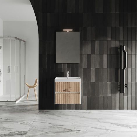 Mobiliario De Baño Colgado 60Cm Roble Oro Caneteado Cortina (1/5)
