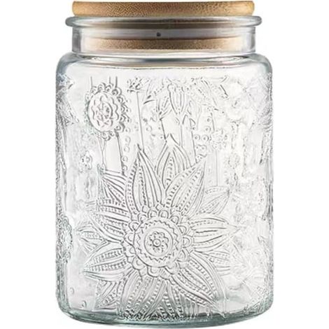 Bocal En Verre Avec Couvercle - 700 ml - Hermetique - Pour Aliments Secs Café Thé Sucre Bonbons - Usage Cuisine Placard Comptoir Décoratif (1/5)