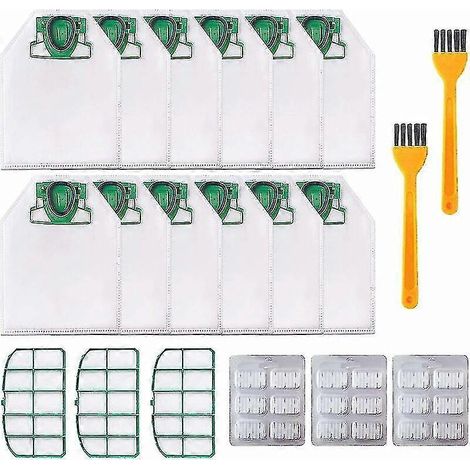 12 Staubsaugerbeutel für Vorwerk Kobold VK200 FP200 mit 3 Motorfiltern, 18 Dufttabletten, 2 Bürsten, Ersatzbeutel für Kobold VK200 FP200-AquaForge (1/4)