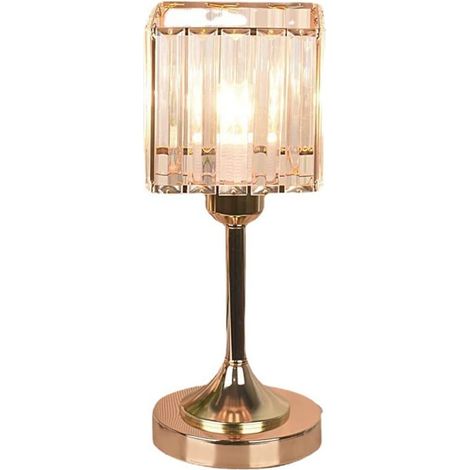 Kristall-Tischleuchte, postmoderne Kristall-Nachttischlampe, kreative, luxuriöse, schlichte, moderne E27-Fassung, Schlafzimmer, Wohnzimmer (quadratisch)