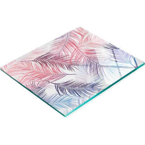 Tabla de cocina de vidrio duradera y elegante con estampado de hojas de palmera, 60x52 cm. (1/5)