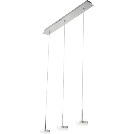 Suspension Fabas Luce Dunk 3 Lumières - Led 24W À Intensité Variable - Design Linéaire En Aluminium Brossé (1/4)