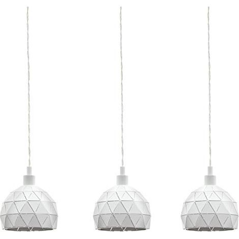 Lampadario A Sospensione Contemporaneo Roccaforte Acciaio Bianco 3 Luci E14 (1/4)