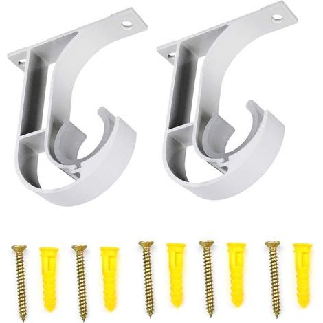 2 Pcs Support Mural pour Tringle à Rideau Support de Tringle à Rideau Supports de Fixation au Plafond Support Tringle Penderie en Alliage de Zinc pour Barre à Rideaux Chambre Salon avec Vis, Blanc (1/5)