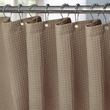 Waffel Duschvorhang Stoff Textil Badewannenvorhang Anti Schimmel Bad Vorhang Set (1/5)