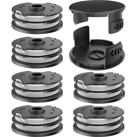 Bobine De Rechange - 1 6 Mm - Pour Debroussailleuse - 6 Unites + 2 Couvercles - Nylon Polyamide (1/5)