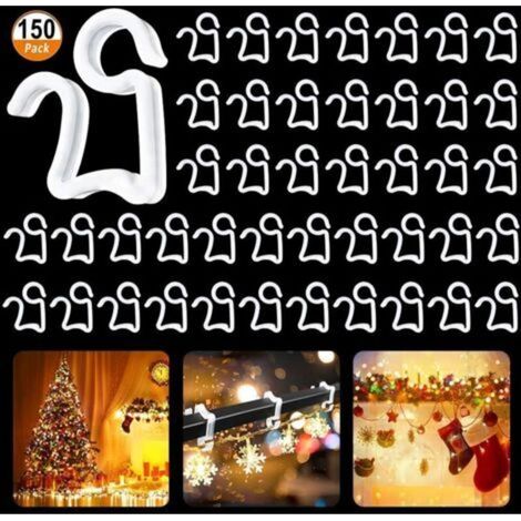 150pcs Christmas Light Hooks White Christmas Light Clips Mini Plastic Gutter Hooks Outside for Decorative Outdoor Lights Create a Warm Atmosphere (1/5)