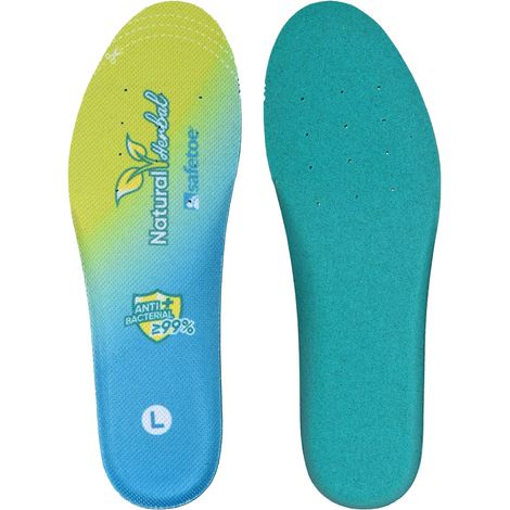 SAFETOE J-018 Semelles Homme Anti-Odeur et Anti-Transpiration - Double Couche à l'Armoise Naturelle - Support Pied Plat & Amorti Respirant - Adaptable EU39-46 (Chaussures Sécurité/Sport/Travail) (1/5)